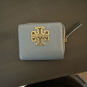 Tory Burch Leather Wallet with Gold Logo